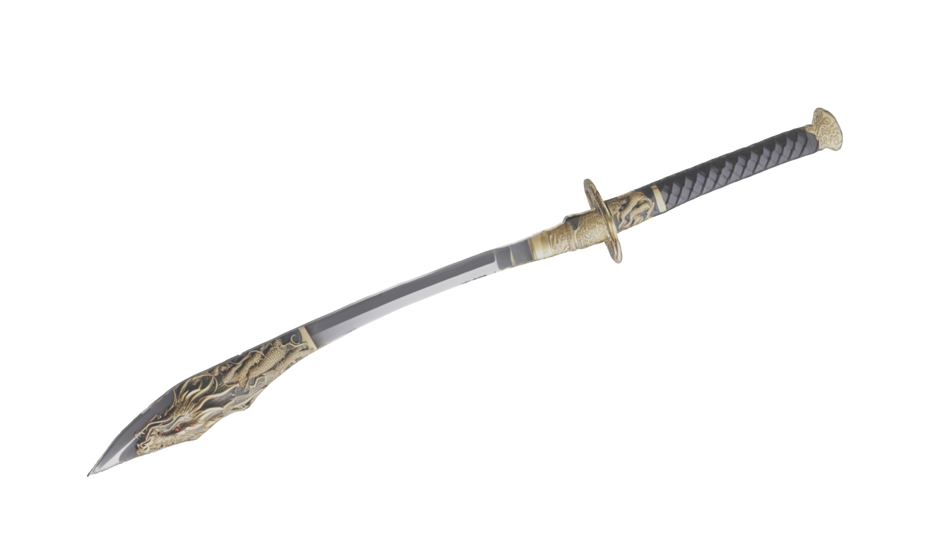 Dragon Samurai Sword fbx obj glb usadz stl blend 3D model_1