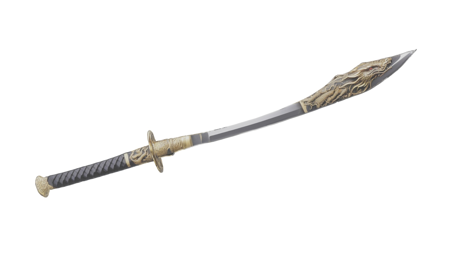 Dragon Samurai Sword fbx obj glb usadz stl blend 3D model_17