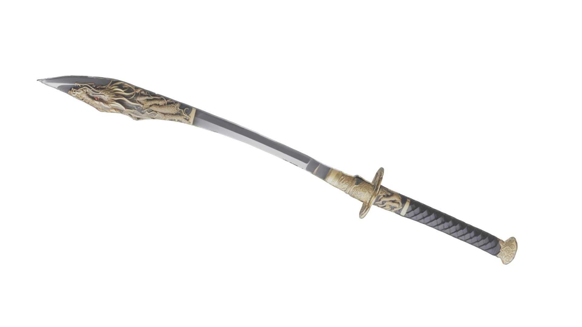 Dragon Samurai Sword fbx obj glb usadz stl blend 3D model_2