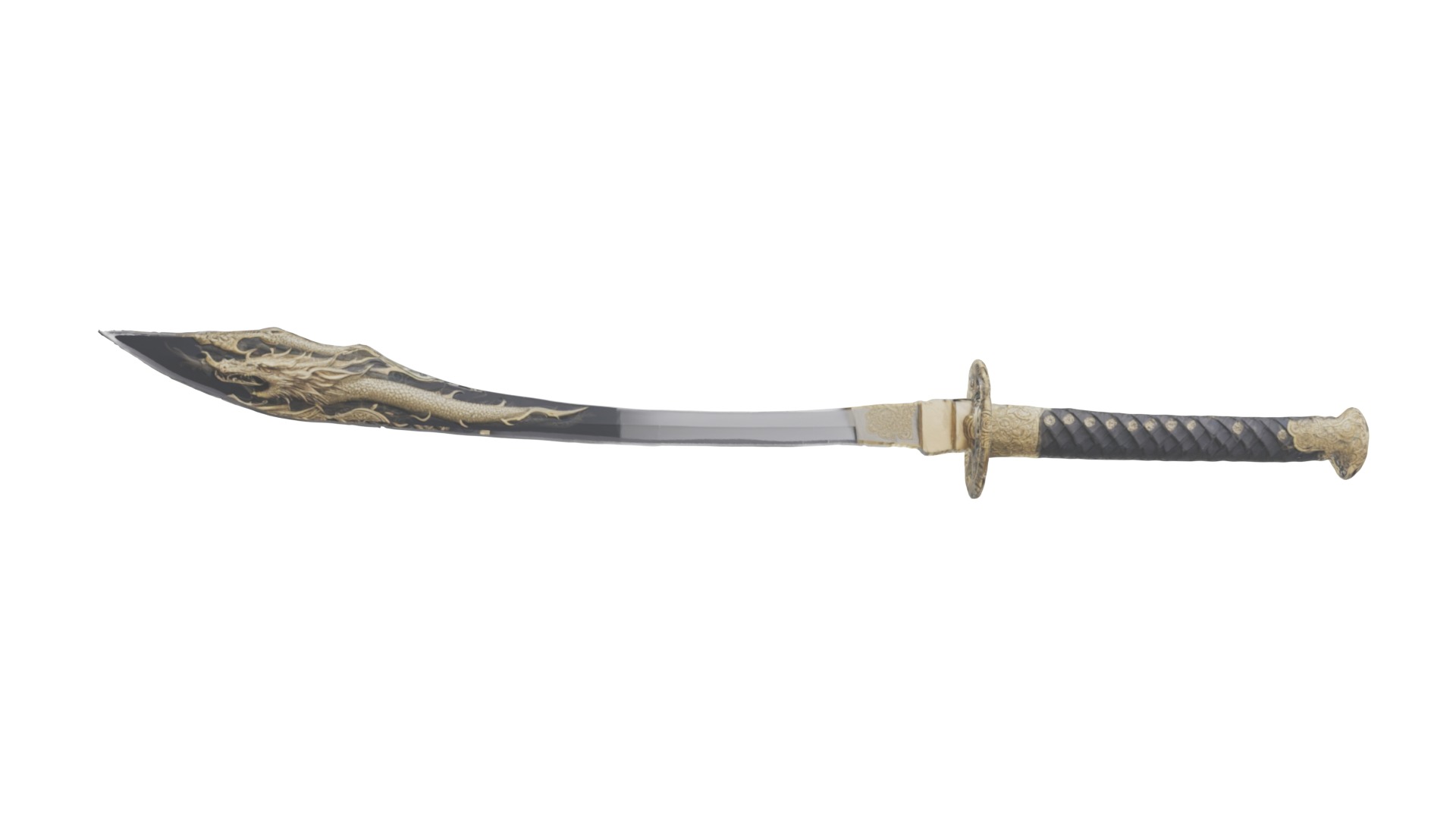 Dragon Samurai Sword fbx obj glb usadz stl blend 3D model_19