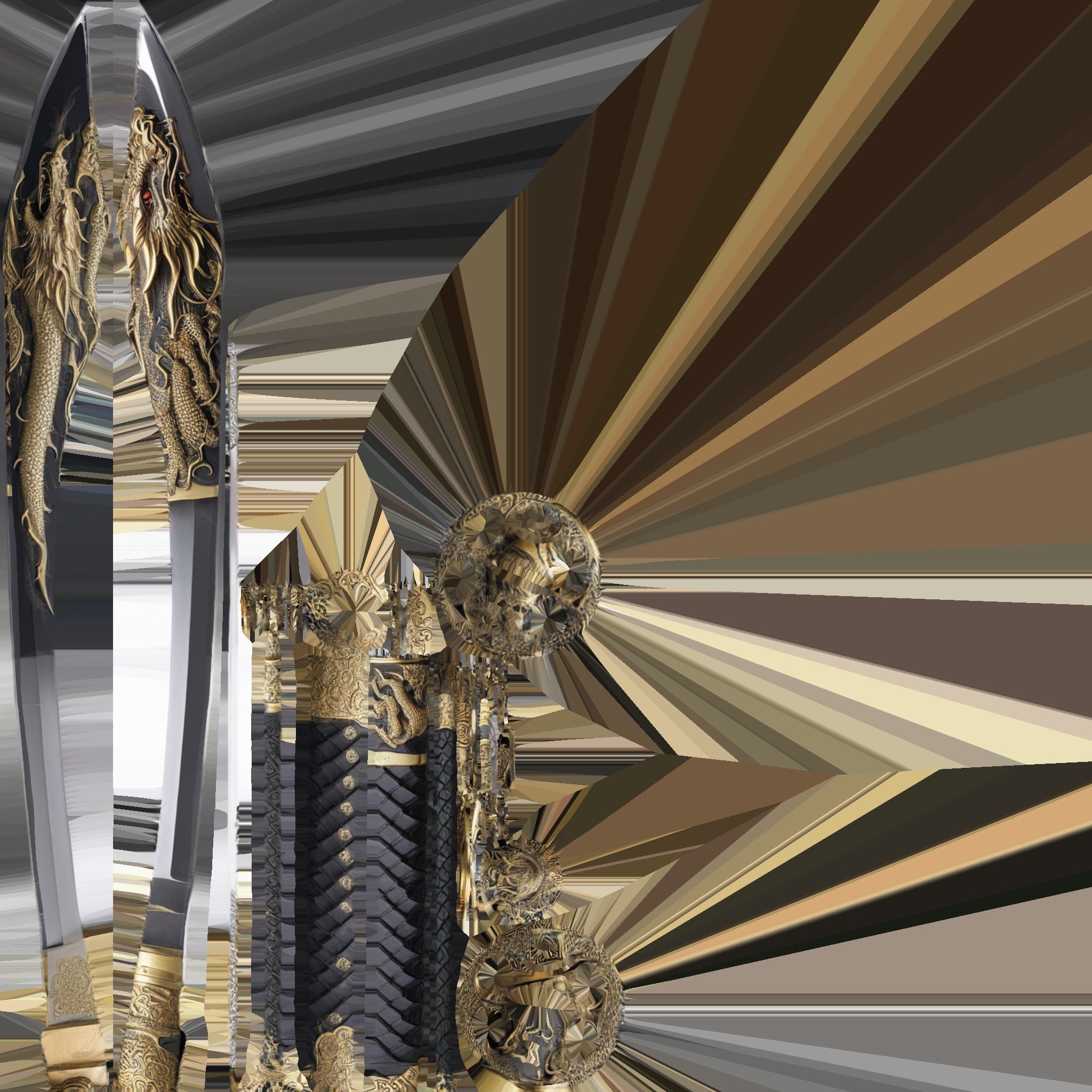 Dragon Samurai Sword fbx obj glb usadz stl blend 3D model_24