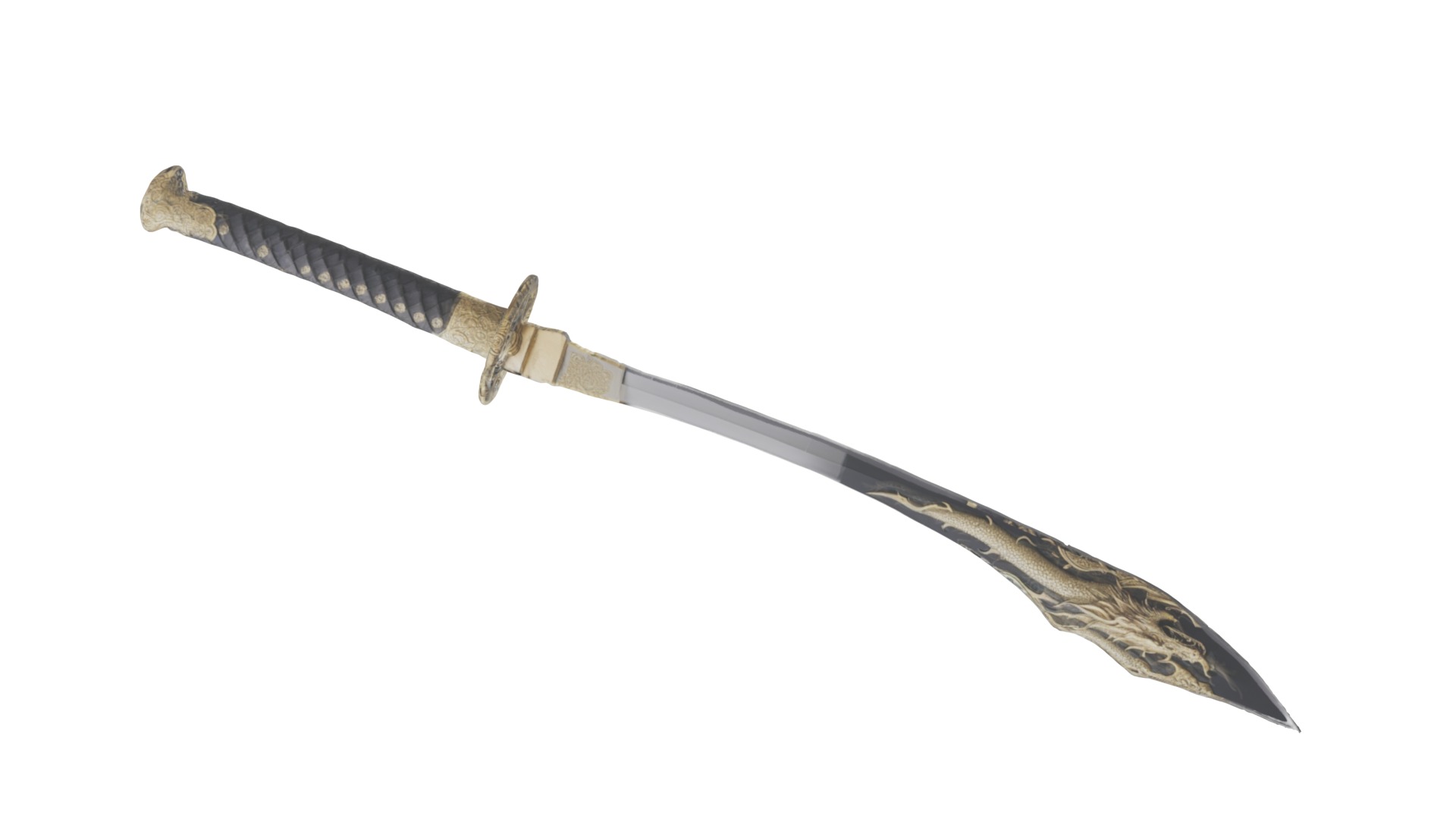 Dragon Samurai Sword fbx obj glb usadz stl blend 3D model_22