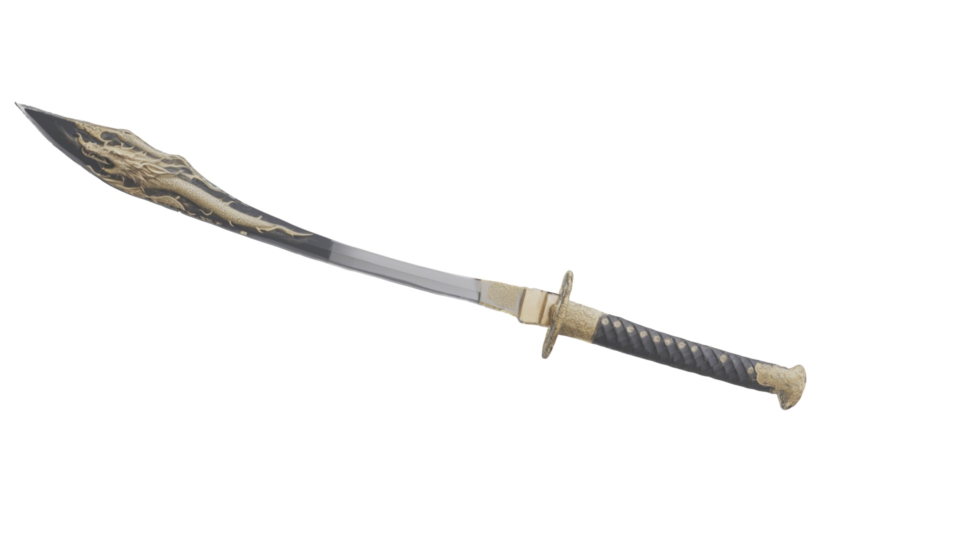 Dragon Samurai Sword fbx obj glb usadz stl blend 3D model_16