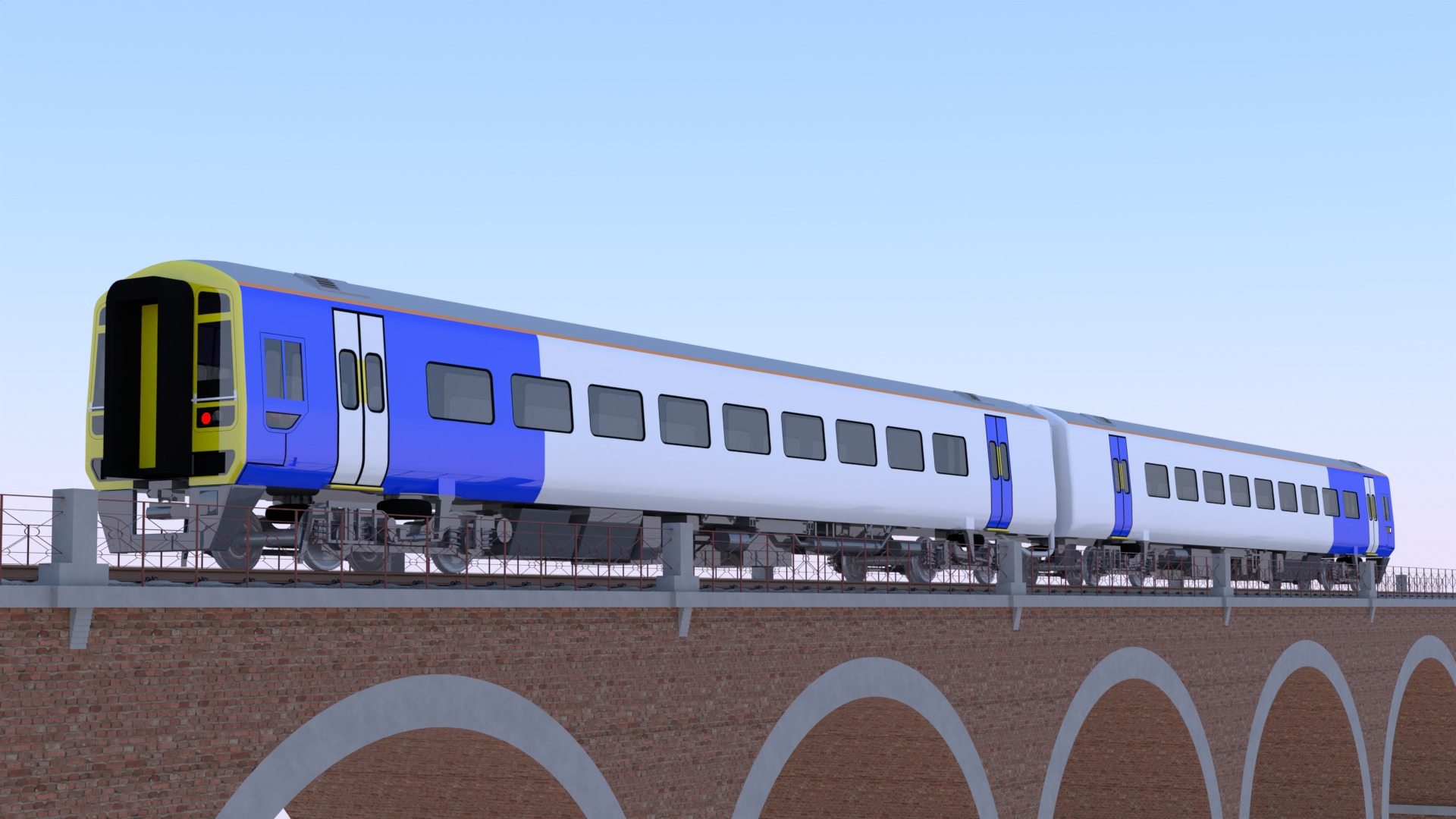 Viaduct with metro and local train 3D Model Collection_8
