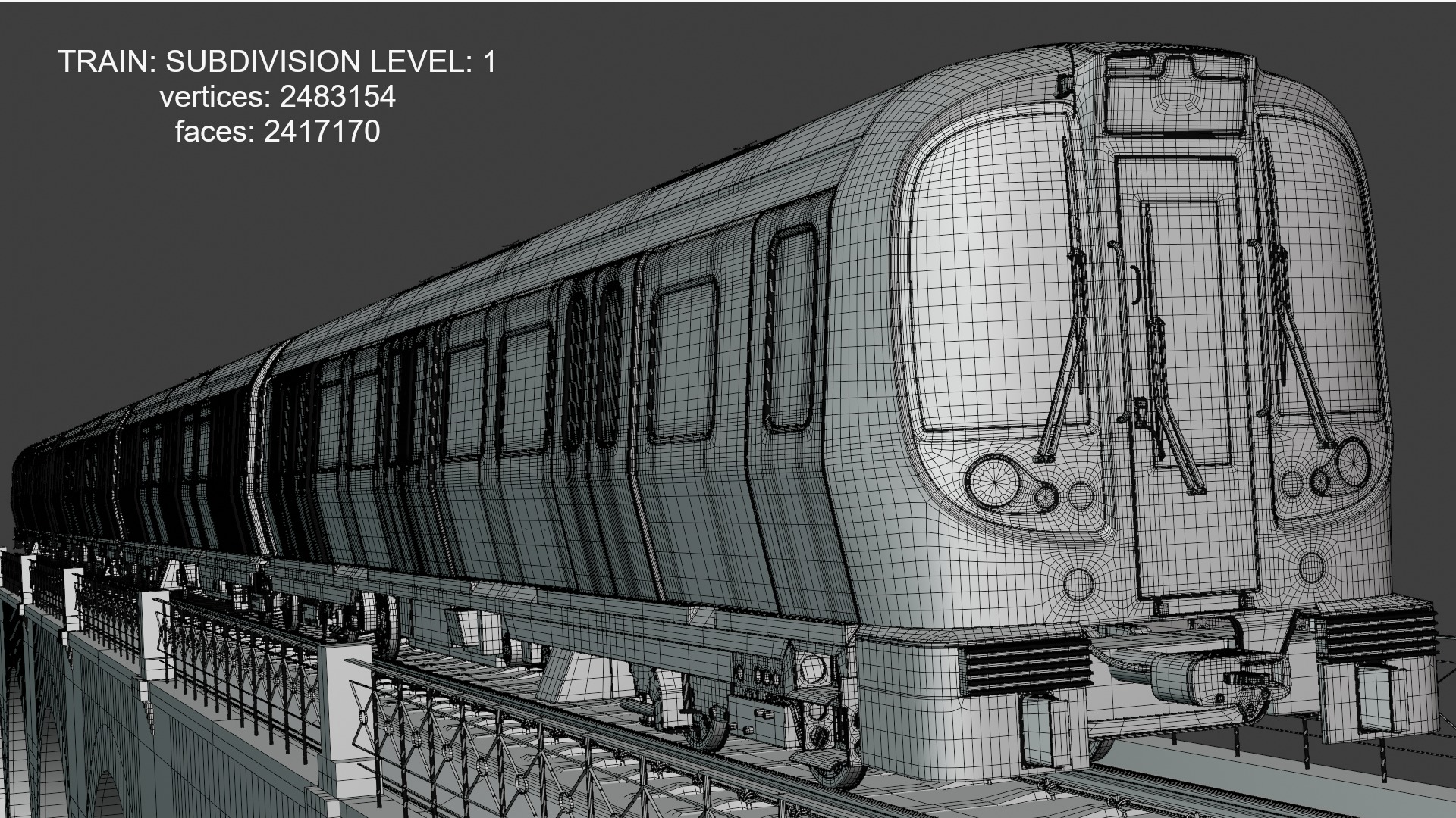 Viaduct with metro and local train 3D Model Collection_3