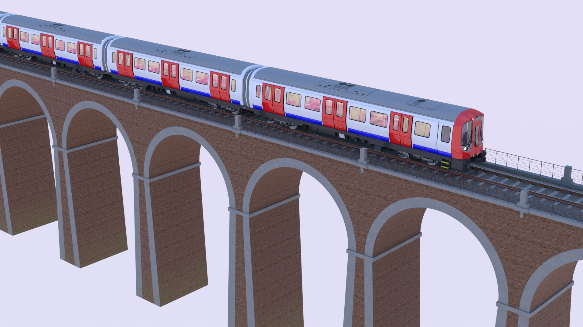 Viaduct with metro and local train 3D Model Collection_5