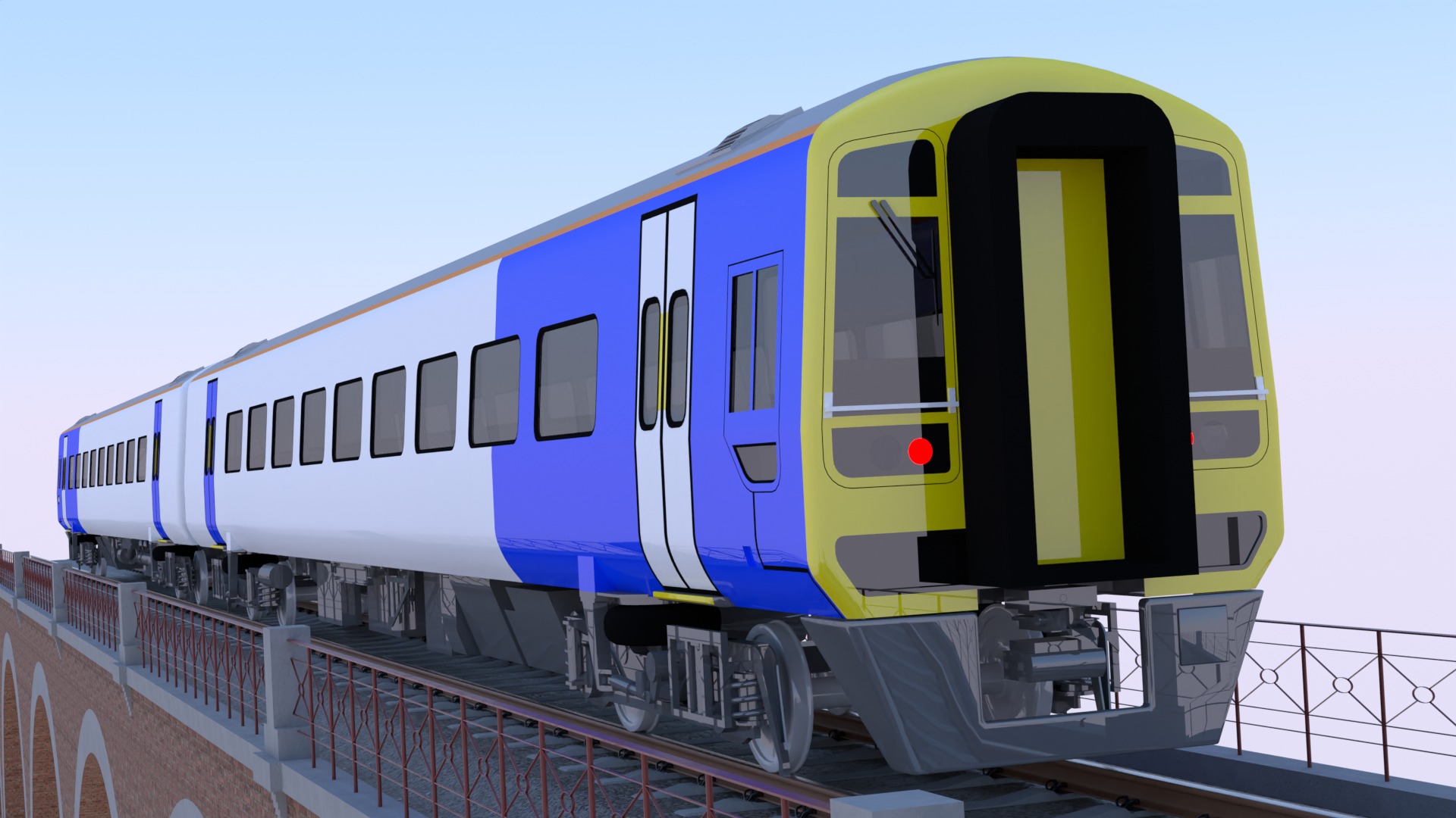 Viaduct with metro and local train 3D Model Collection_10