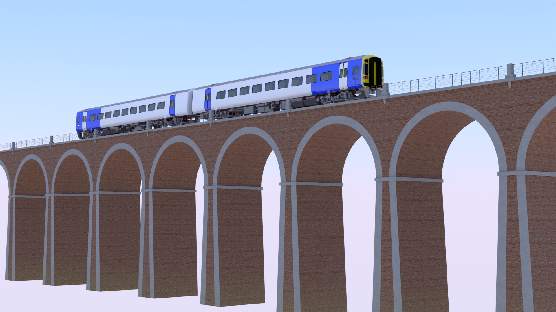 Viaduct with metro and local train 3D Model Collection_11