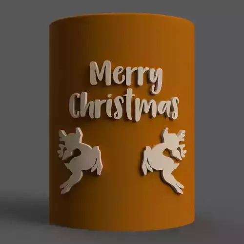 Candle Holder with Merry Christmas a deer 3D print model