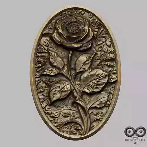 Rose Elegance Relief STL file for 3d printing or CNC