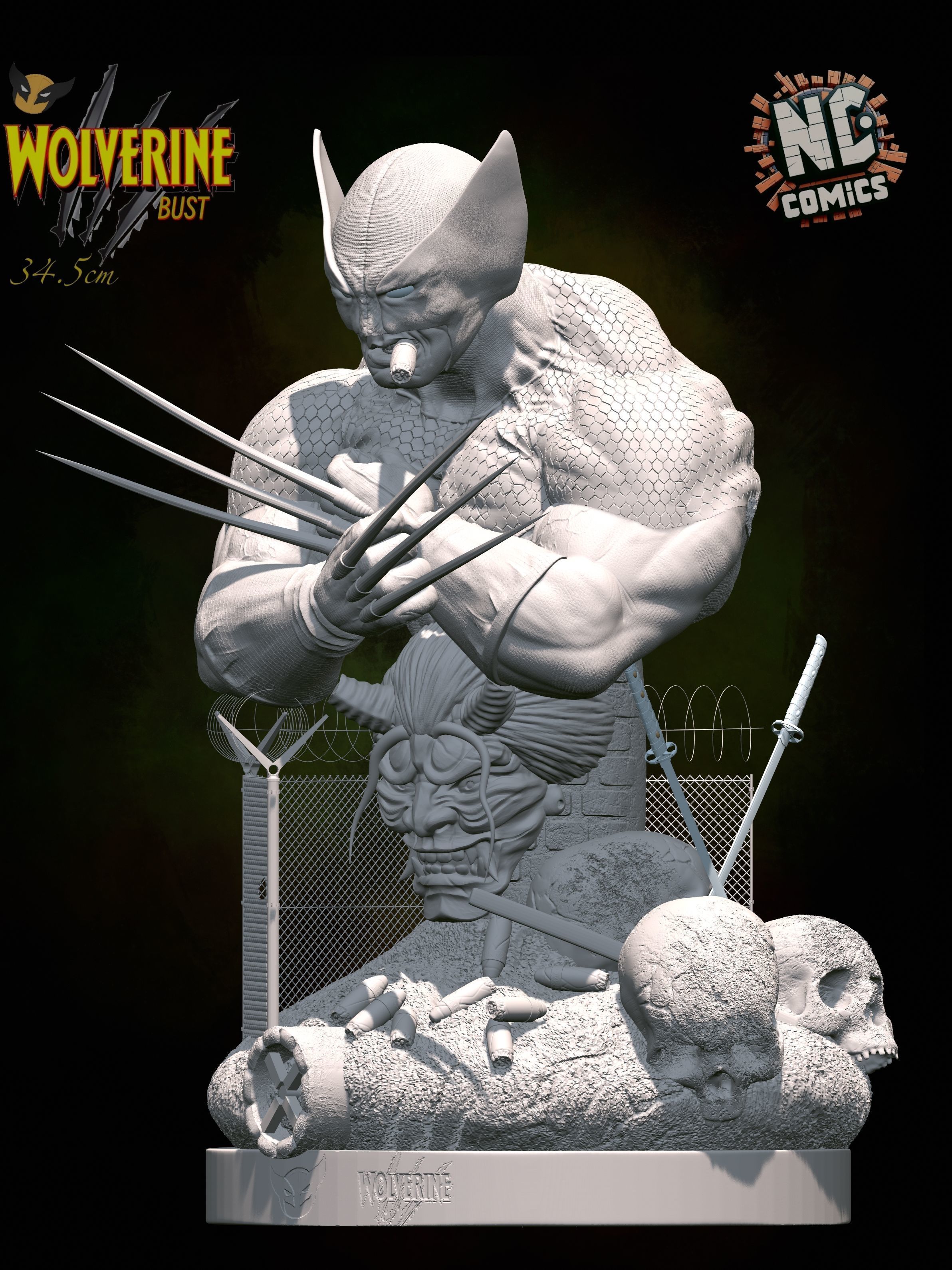 Wolverine Classic bust - NcComics 3D print model_1