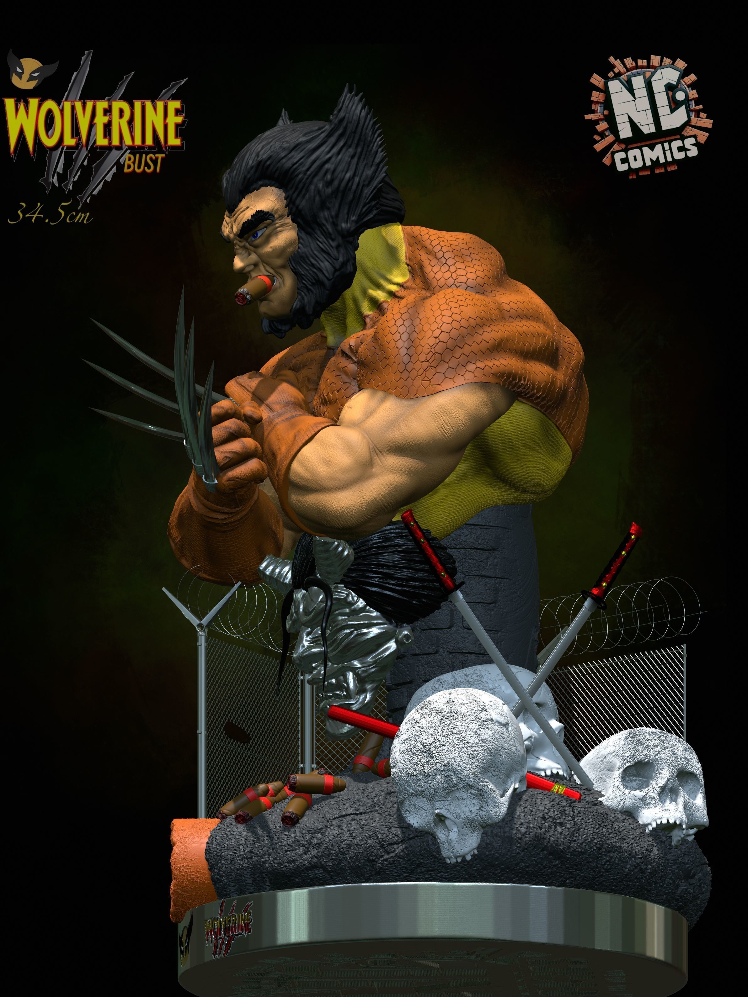 Wolverine Classic bust - NcComics 3D print model_10