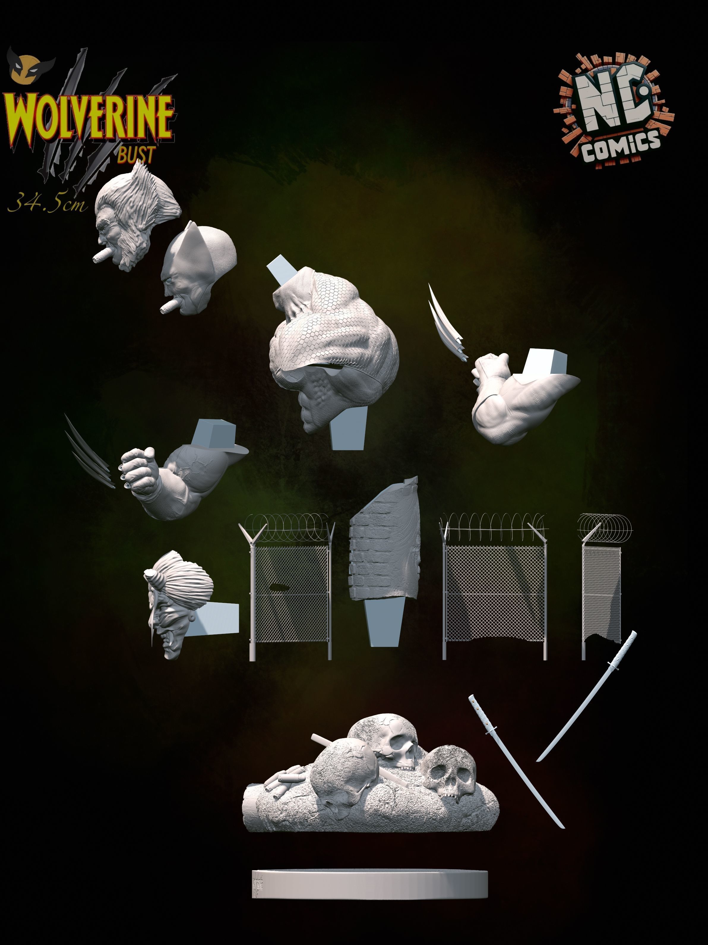 Wolverine Classic bust - NcComics 3D print model_3