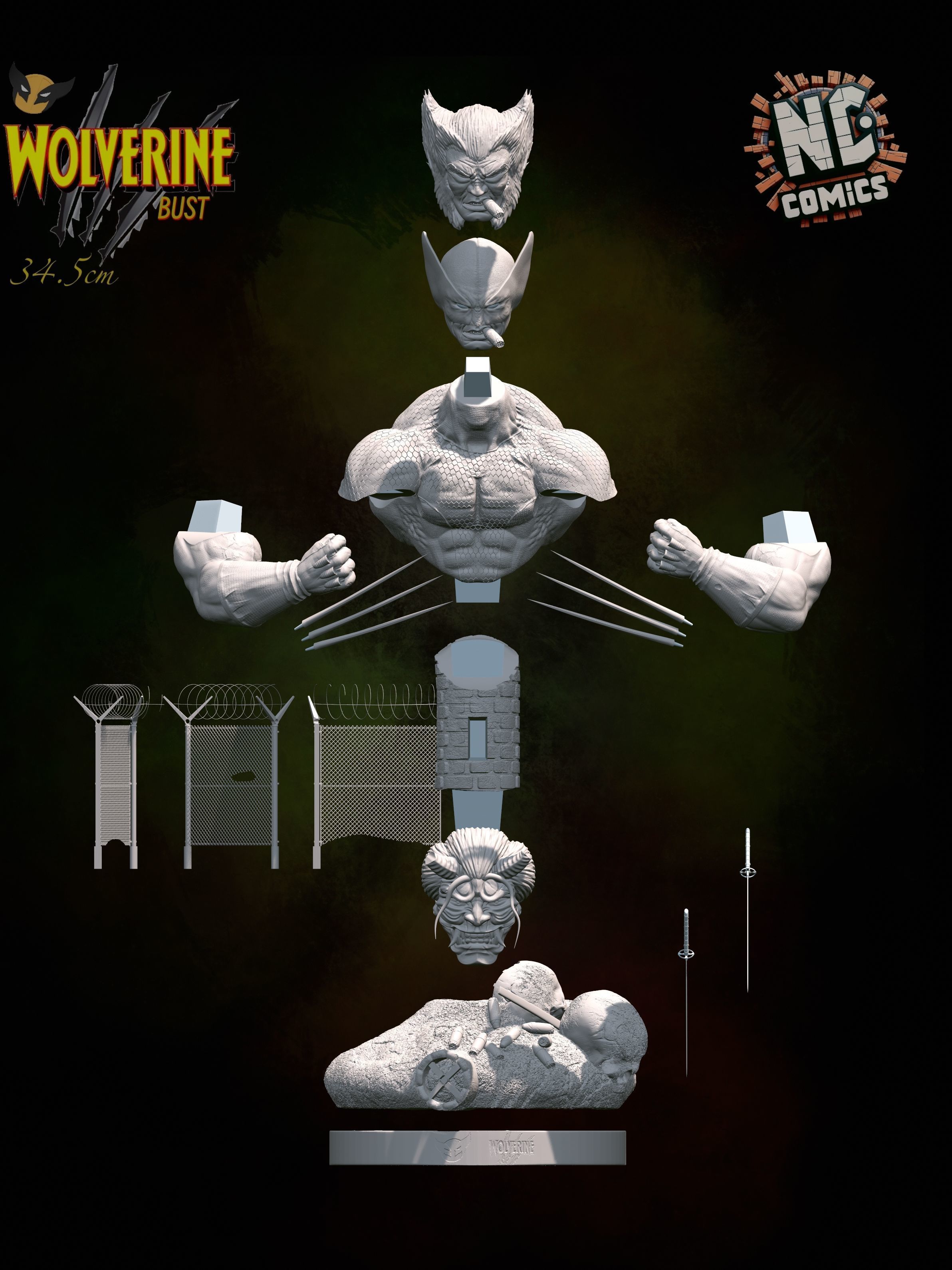 Wolverine Classic bust - NcComics 3D print model_4