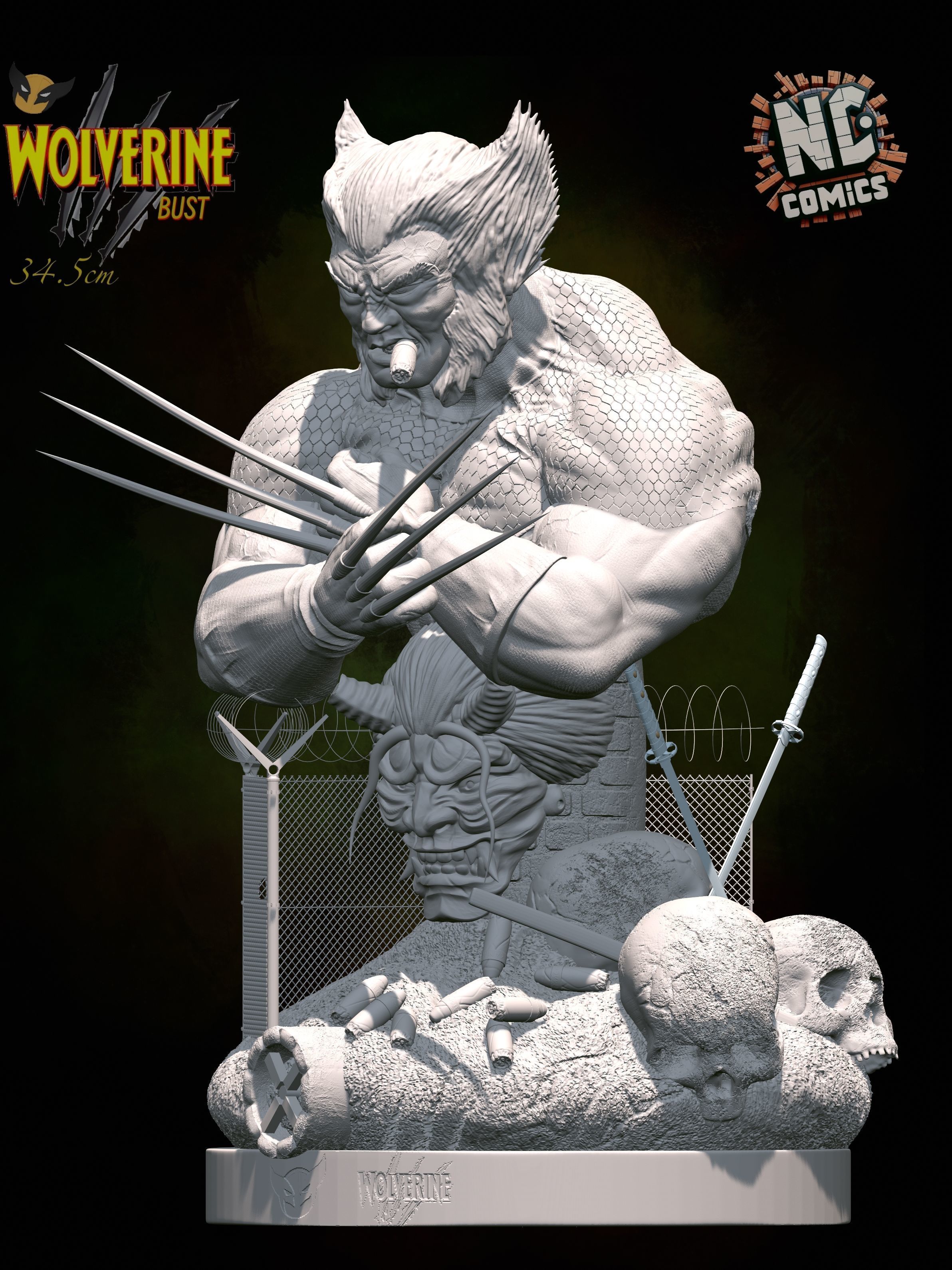 Wolverine Classic bust - NcComics 3D print model_2