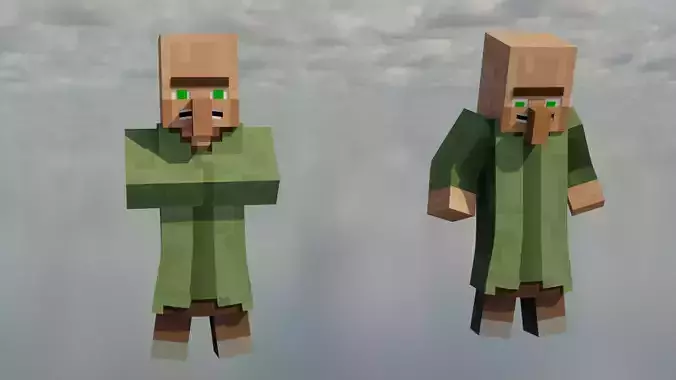 Minecraft  Villager Rig for Blender Low-poly 3D model