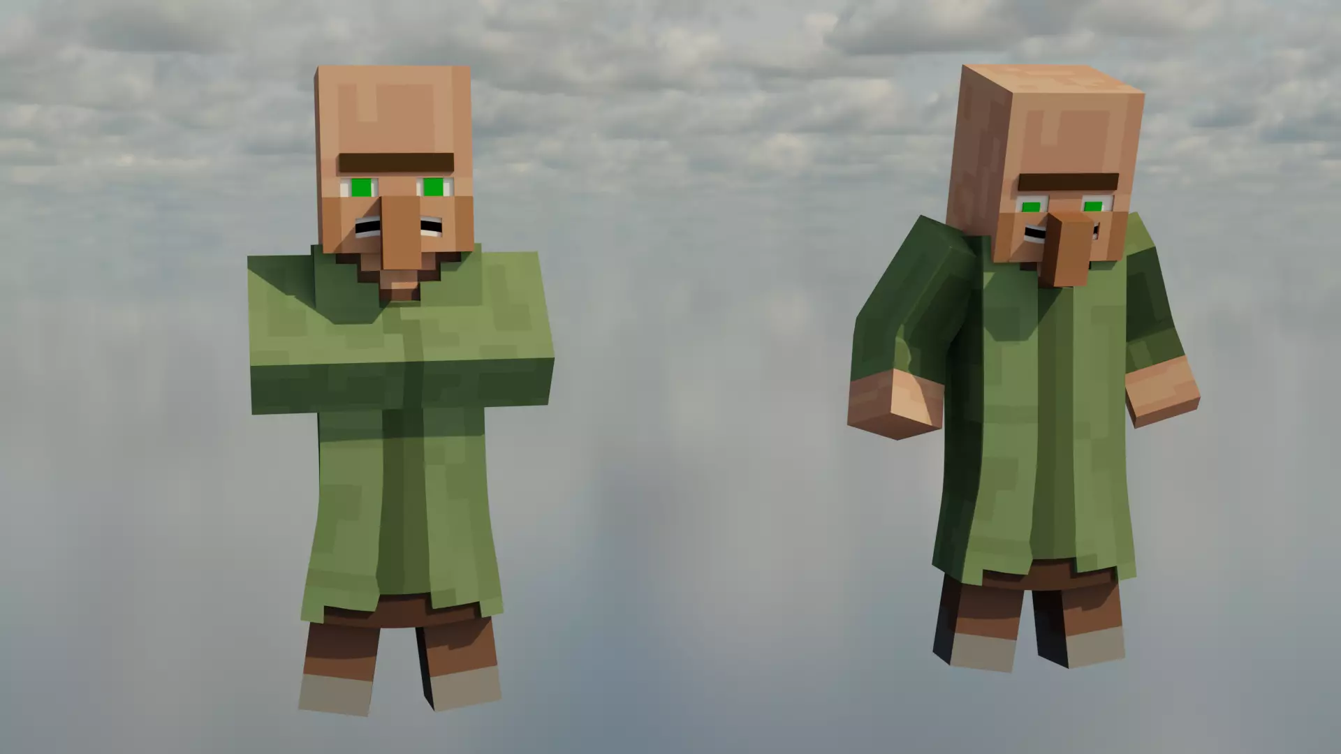 Minecraft Villager Rig for Blender Low-poly 3D model