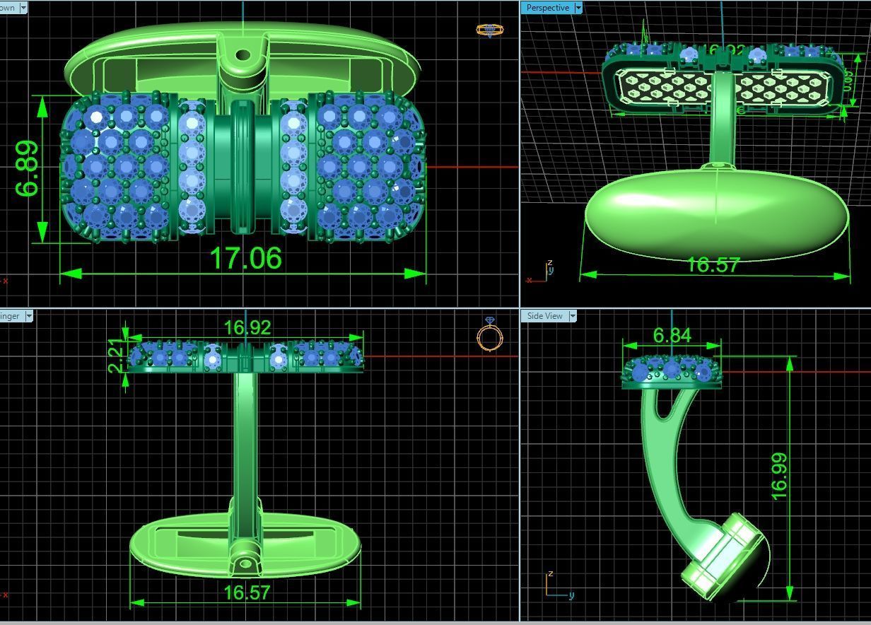 set   tie clip and Cufflinks with diamonds 3D Model Collection_16