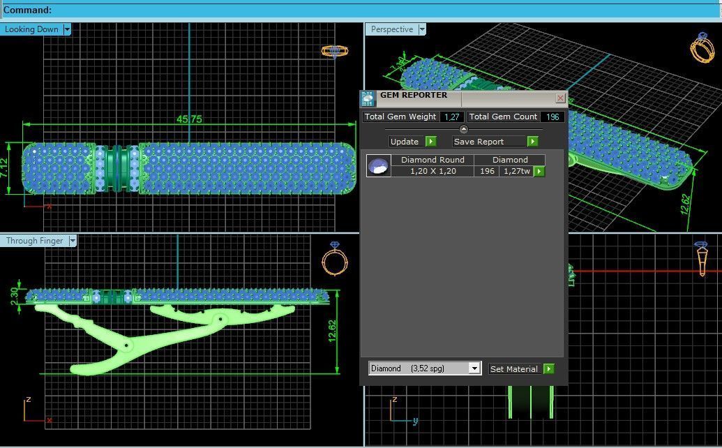set   tie clip and Cufflinks with diamonds 3D Model Collection_13