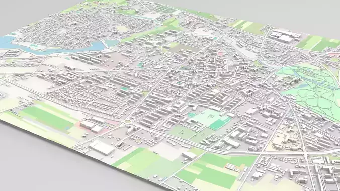 Cityscape Skierniewice Poland 3D model Cityscape Skierniewice Poland 3D model