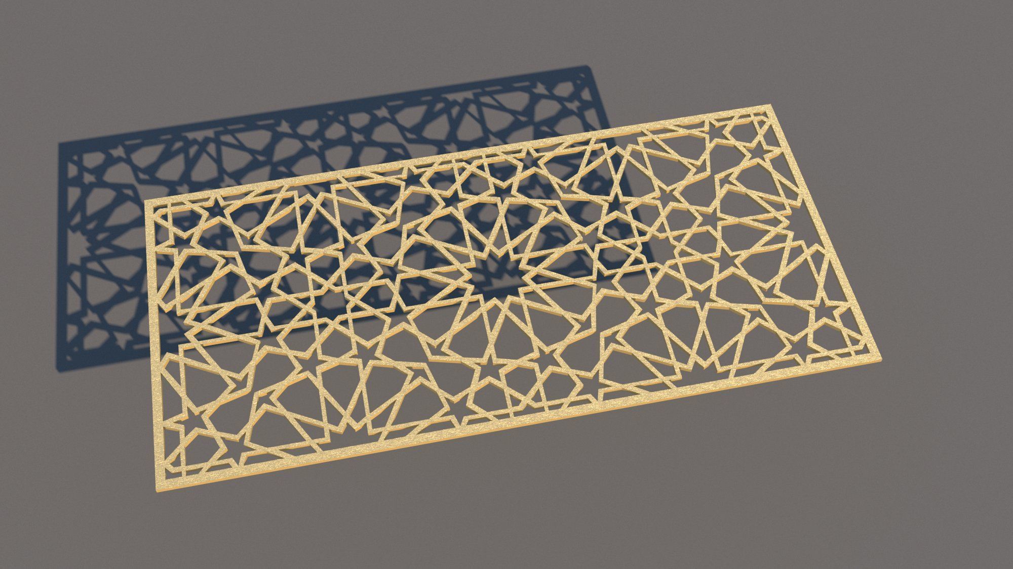 Gold Morrocan Pattern Decorative Panel Free 3D model_1