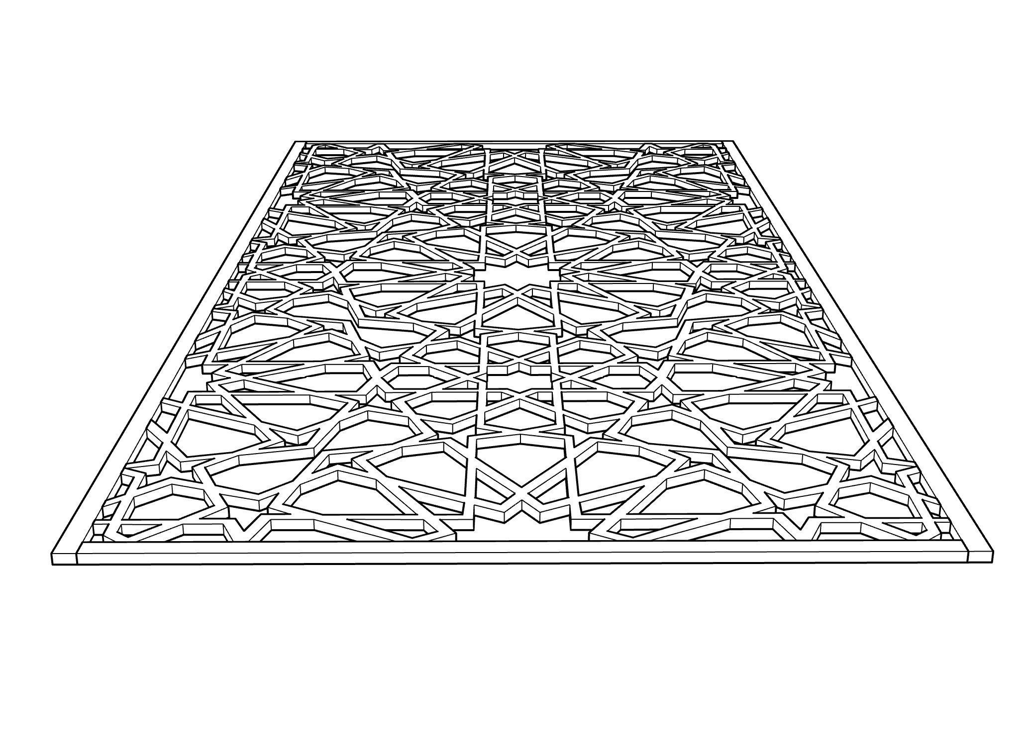 Gold Morrocan Pattern Decorative Panel Free 3D model_3