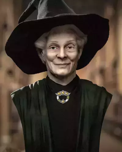 Professor McGonagall Maggie Smith Philosophers Stone bust 3D print model
