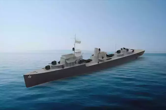 Type 1934 destroyer 3D model