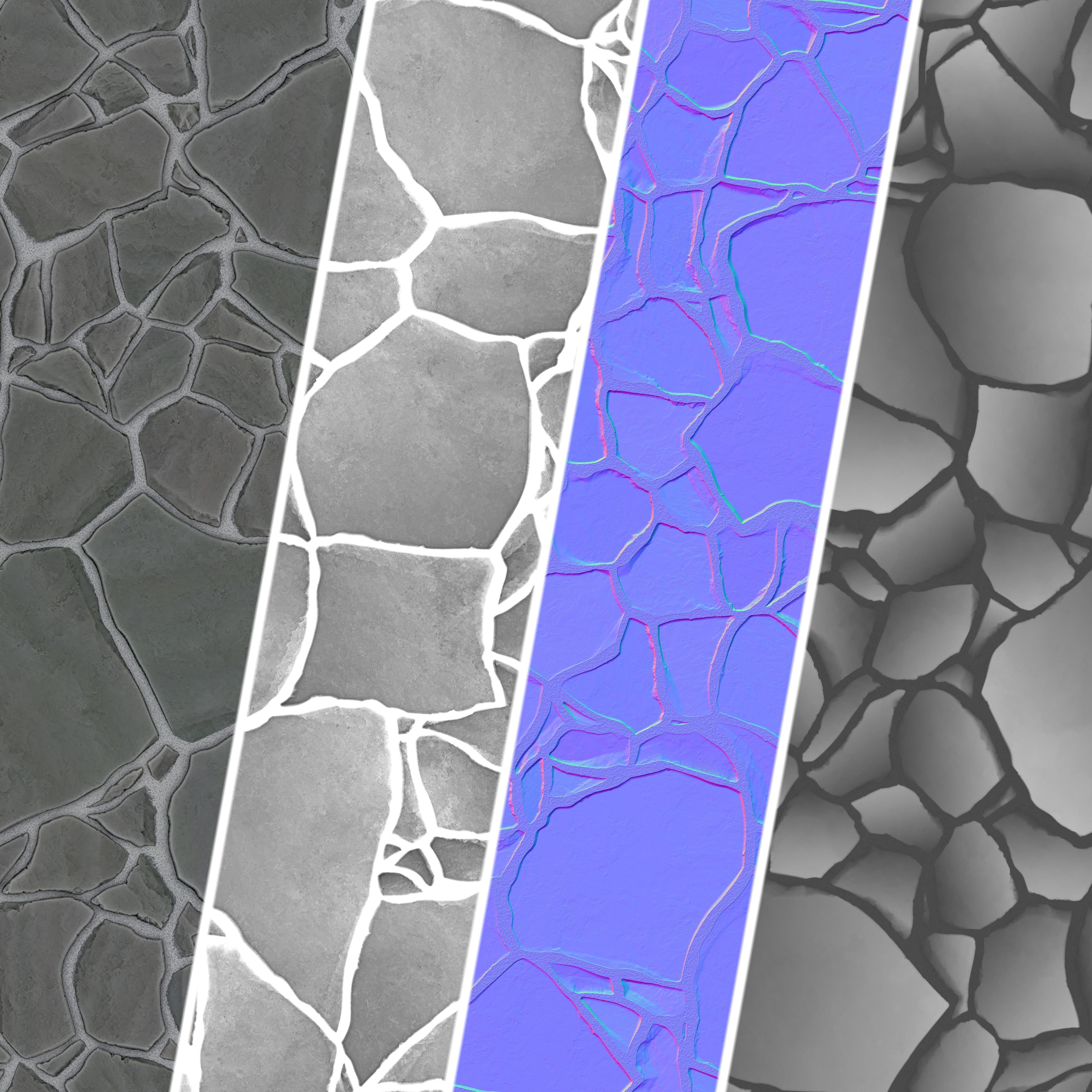 No09 Slate Floor Stone - PBR - 4K - PNG - Seamless Low-poly 3D model_1