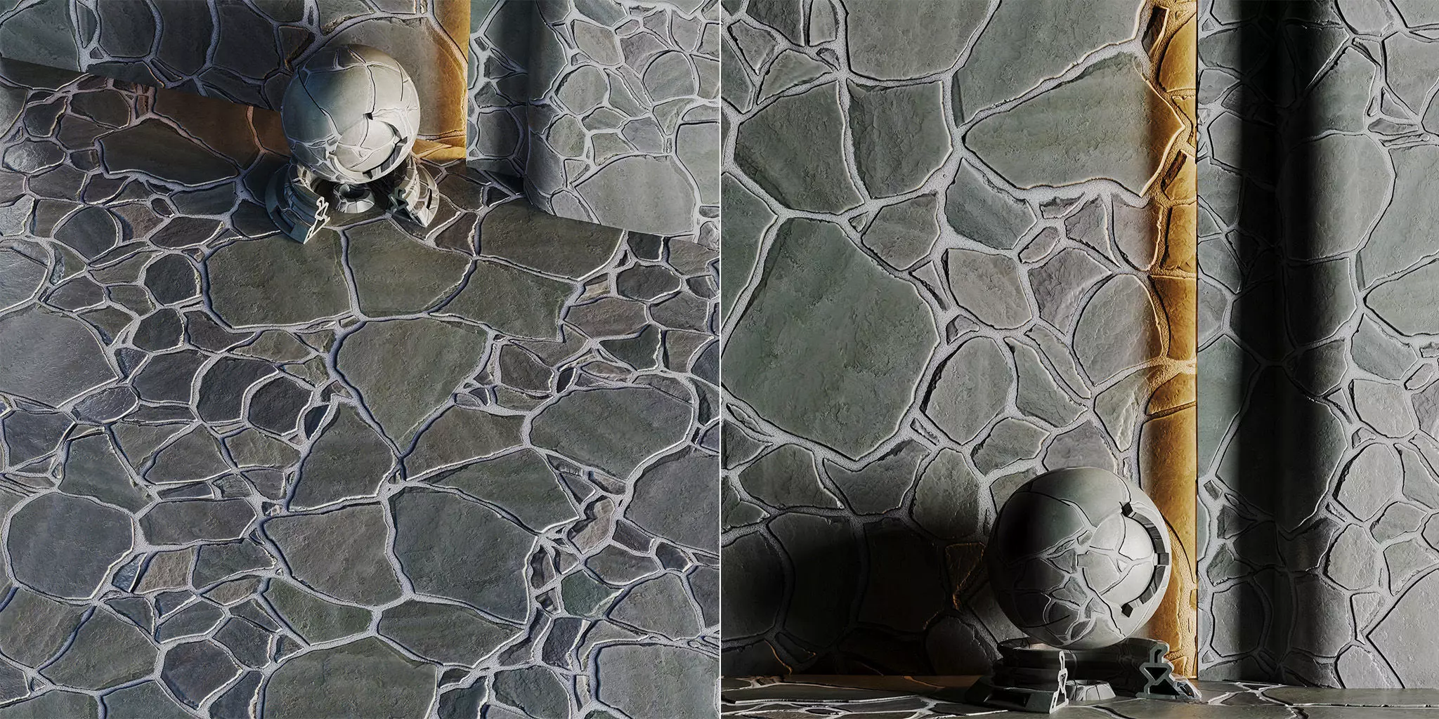 No09 Slate Floor Stone - PBR - 4K - PNG - Seamless Low-poly 3D model_0