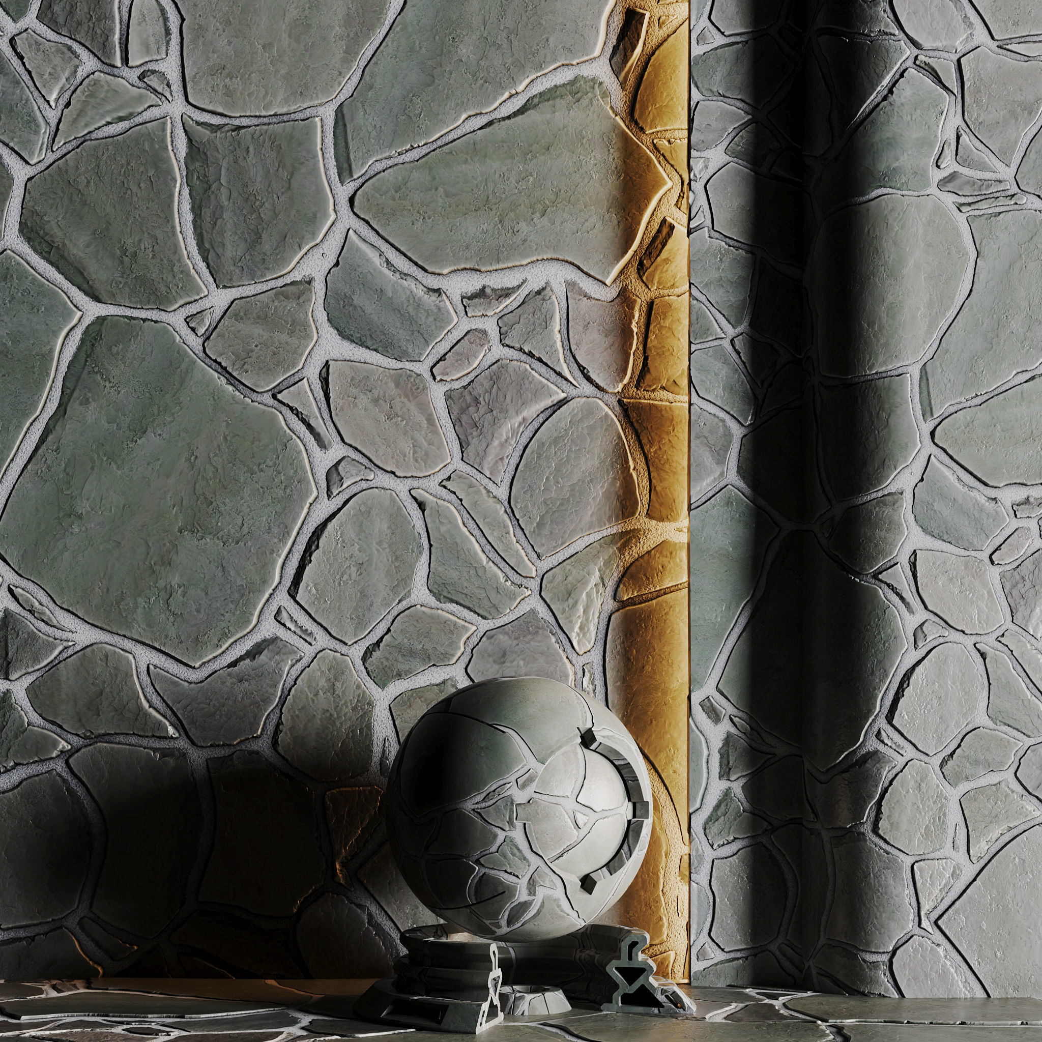 No09 Slate Floor Stone - PBR - 4K - PNG - Seamless Low-poly 3D model_5