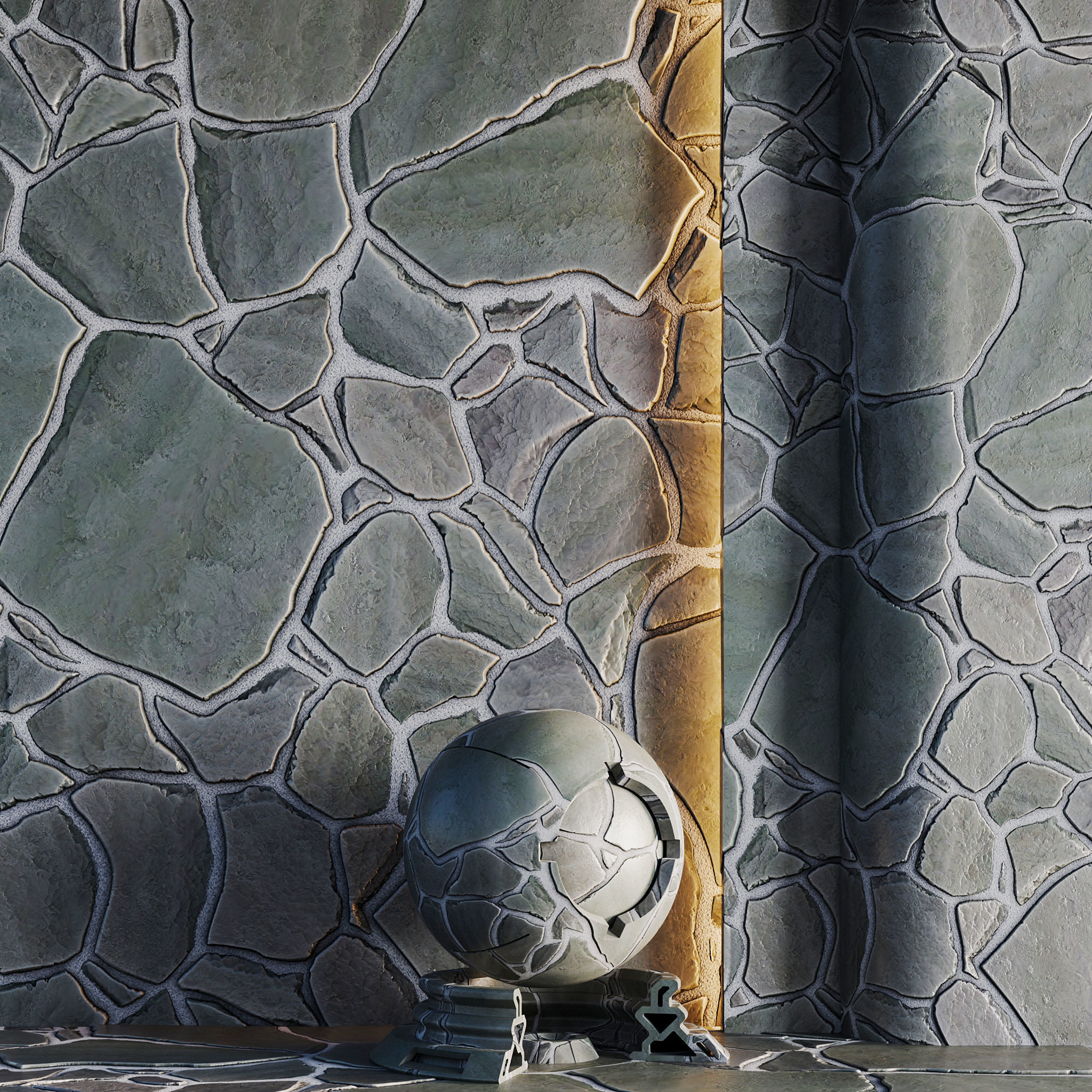 No09 Slate Floor Stone - PBR - 4K - PNG - Seamless Low-poly 3D model_4