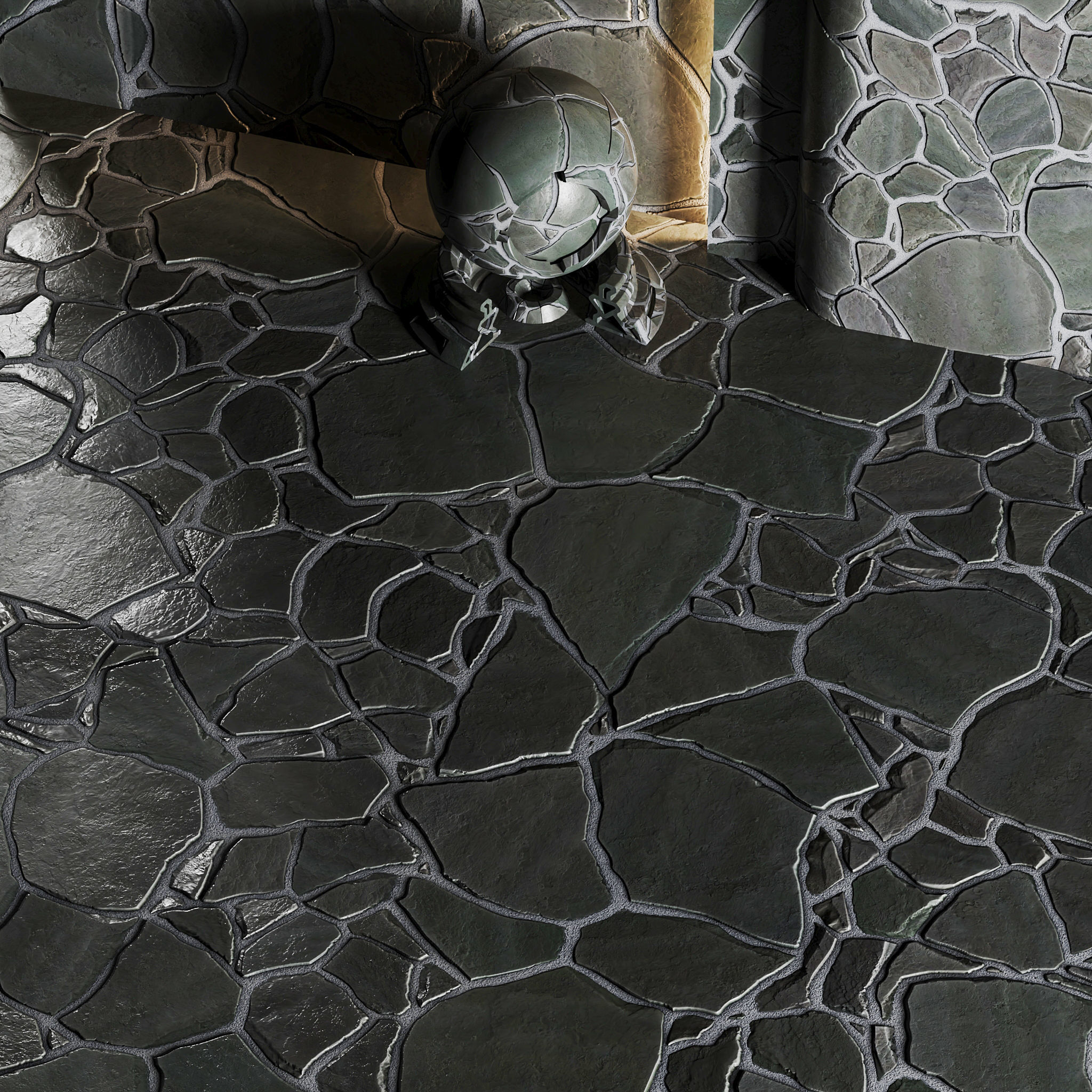 No09 Slate Floor Stone - PBR - 4K - PNG - Seamless Low-poly 3D model_3