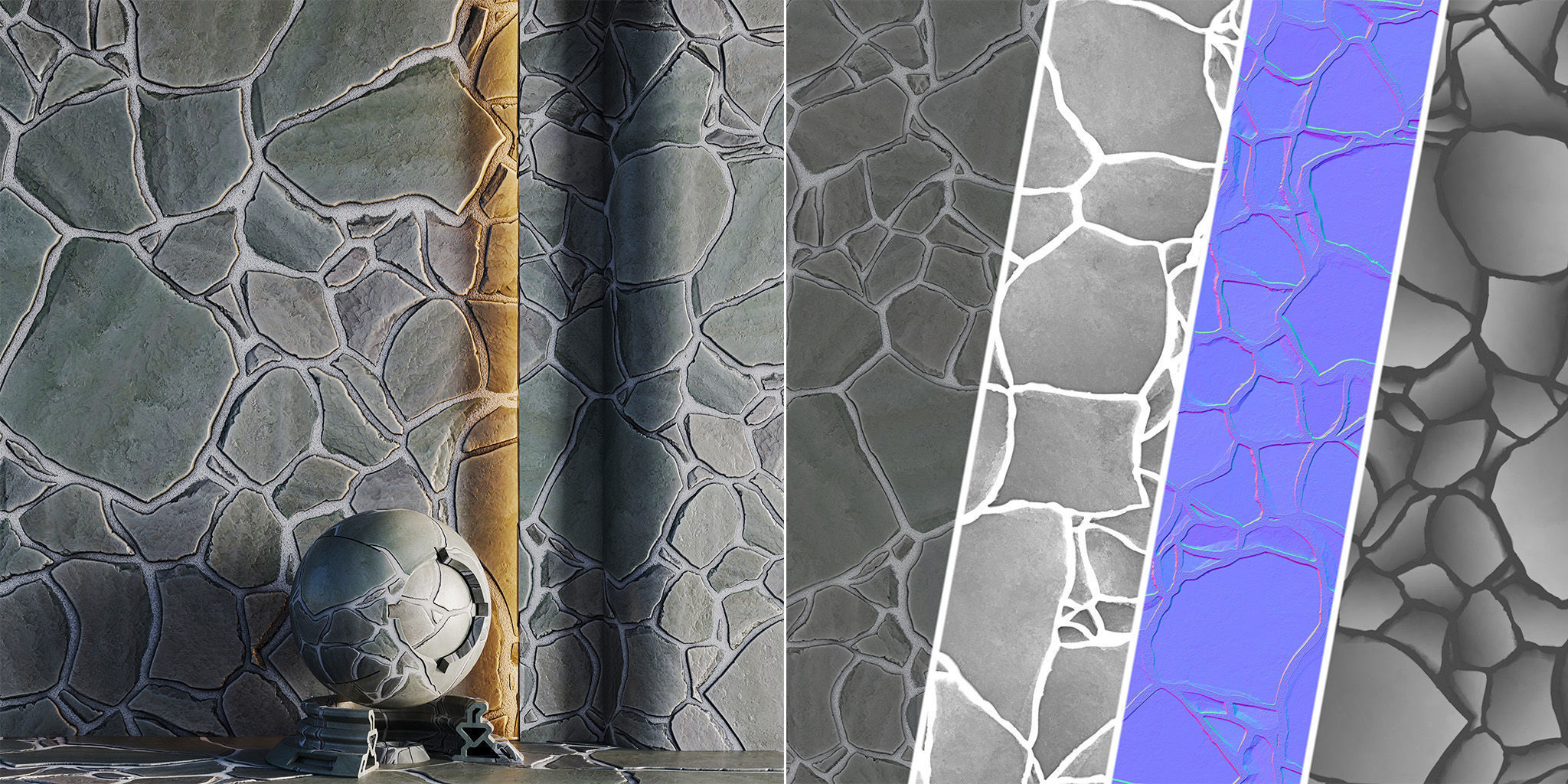 No09 Slate Floor Stone - PBR - 4K - PNG - Seamless Low-poly 3D model_10