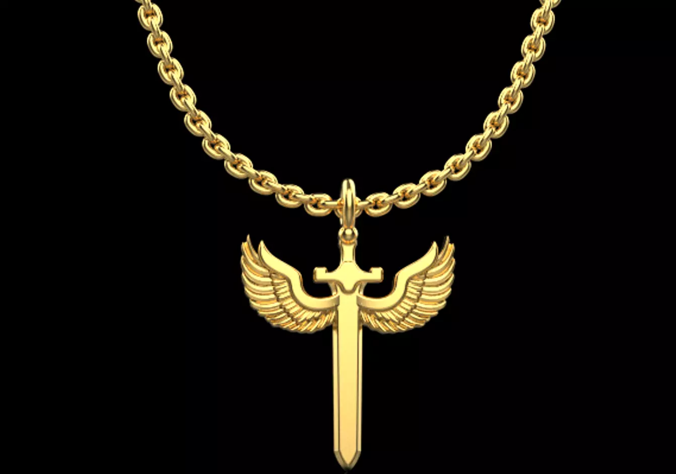 st Michael pendant  sword pendant model 1002 3D print model_0