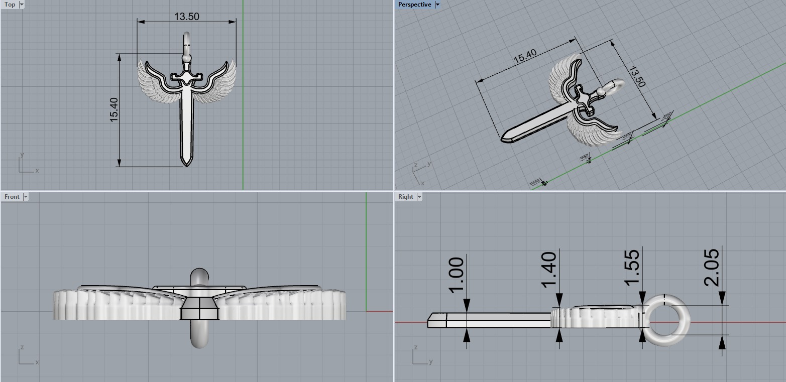 st Michael pendant  sword pendant model 1002 3D print model_3