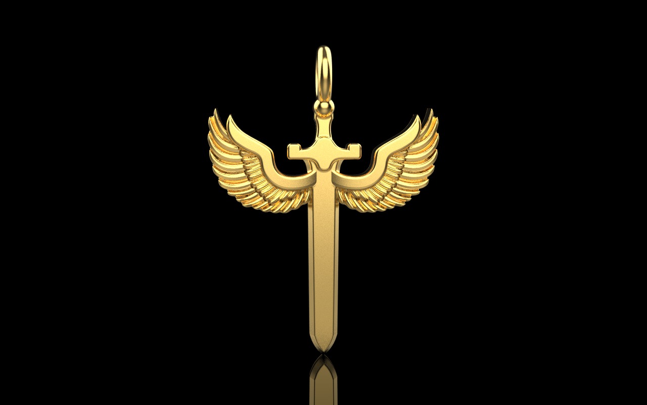 st Michael pendant  sword pendant model 1002 3D print model_16