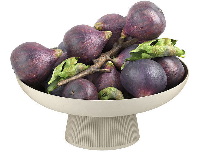 bowl of black figs fruit 3D model