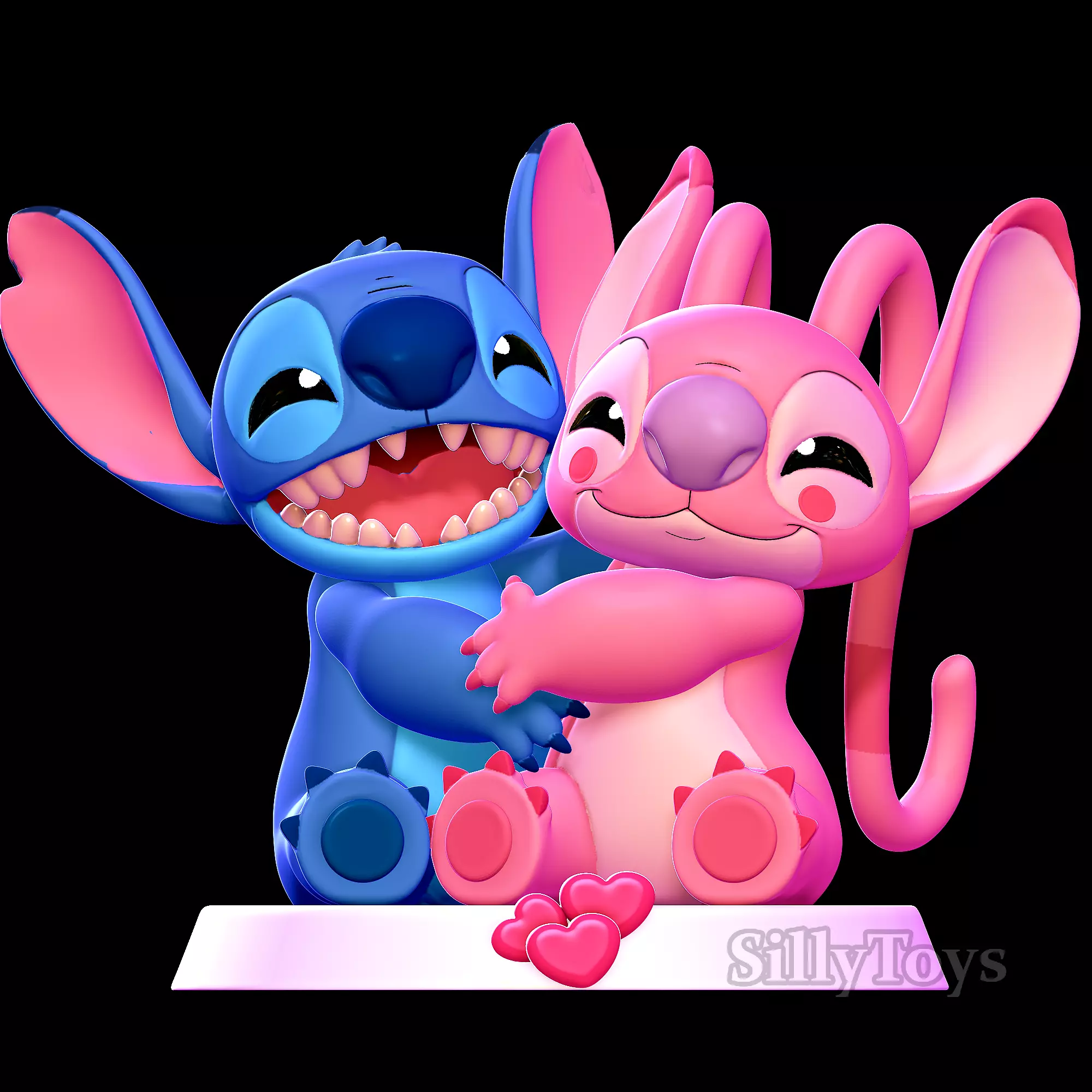 Stitch and Angel Hugging - lilo and stitch  3D print model_0