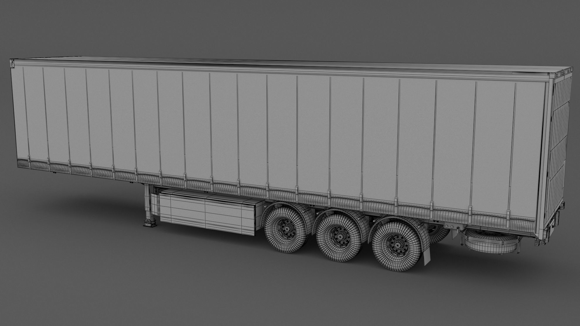 Semi Trailer Curtainsider DB Schenker 3D model_7