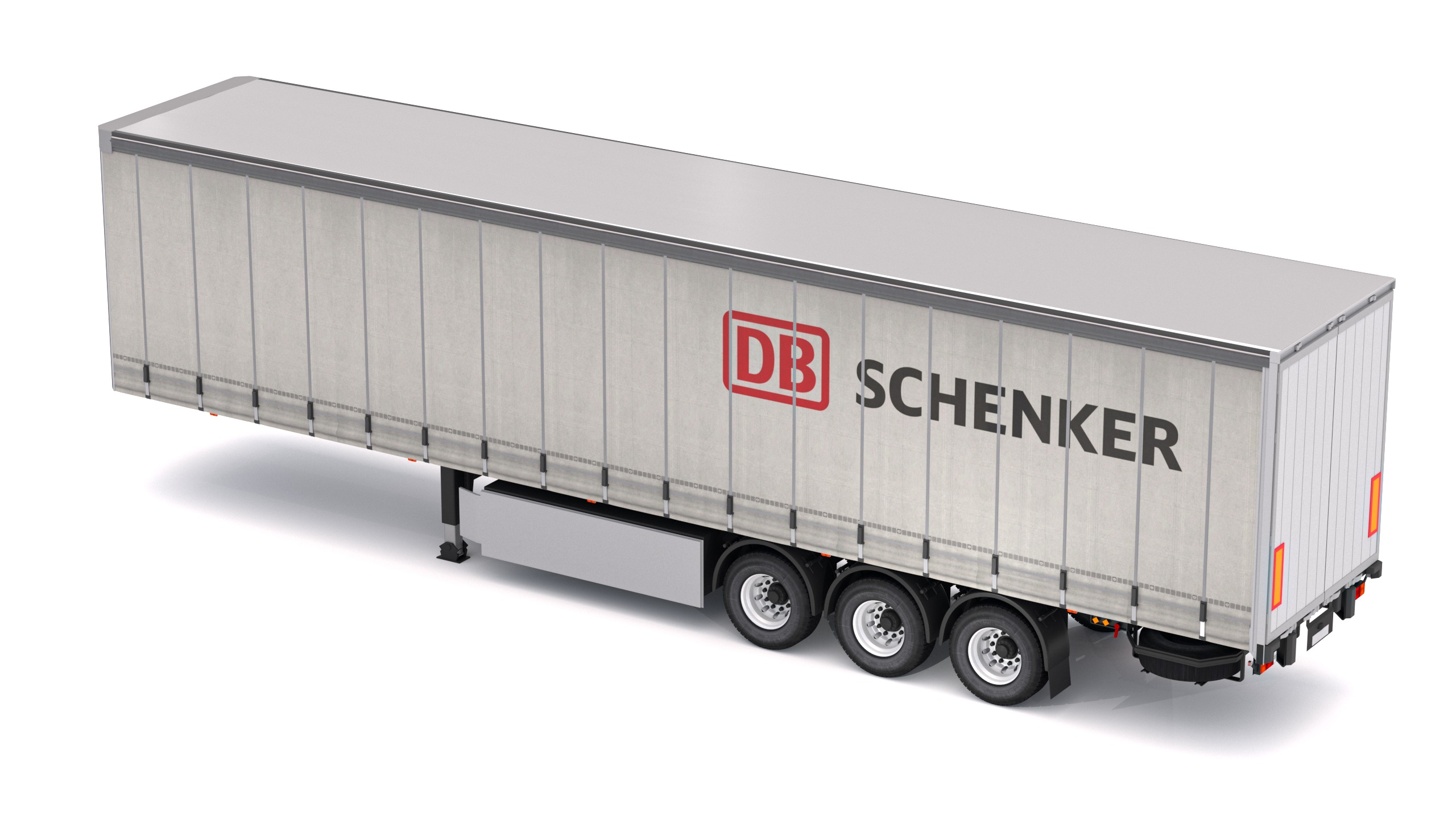 Semi Trailer Curtainsider DB Schenker 3D model_3