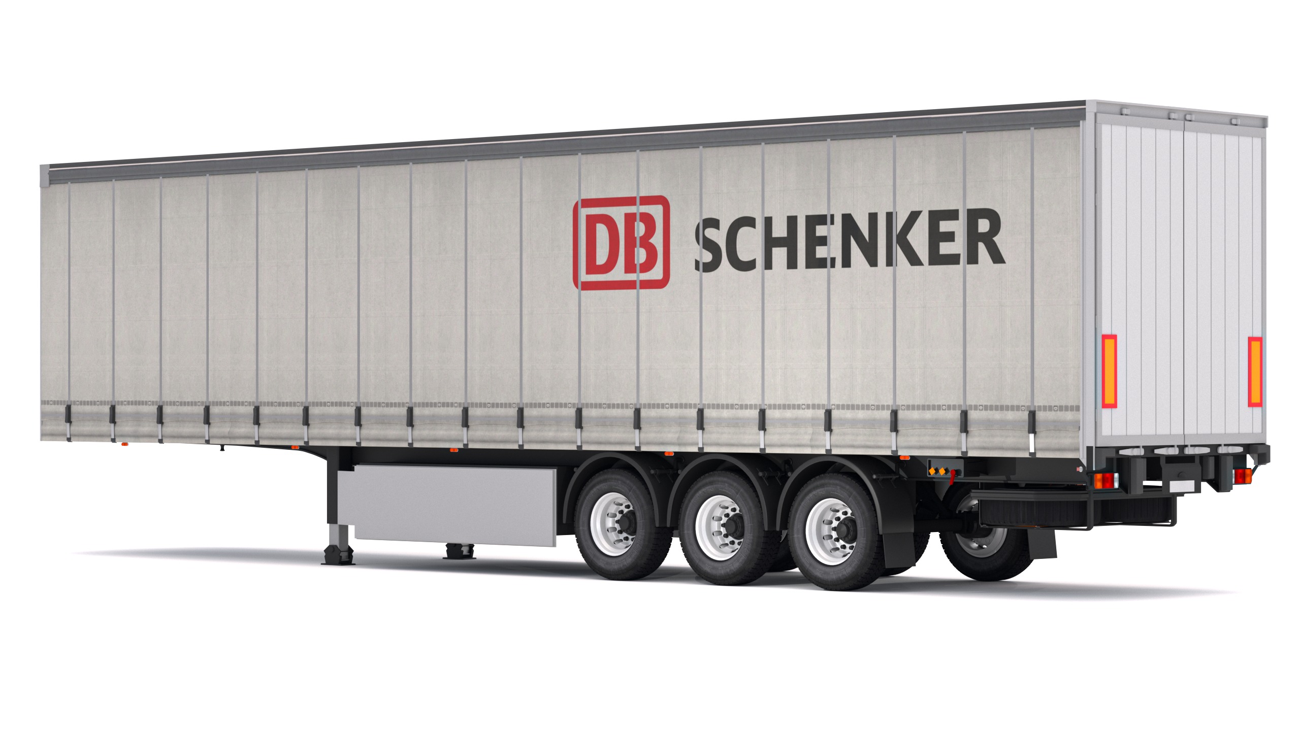 Semi Trailer Curtainsider DB Schenker 3D model_2