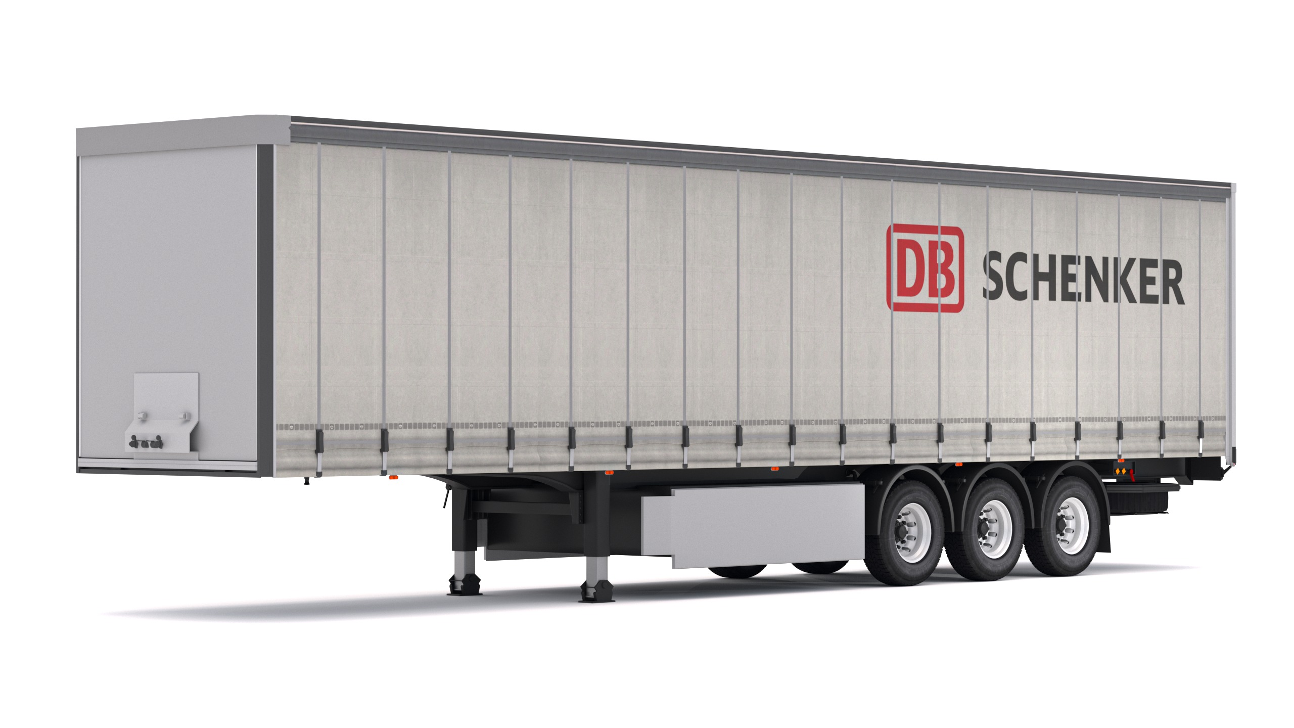 Semi Trailer Curtainsider DB Schenker 3D model_1