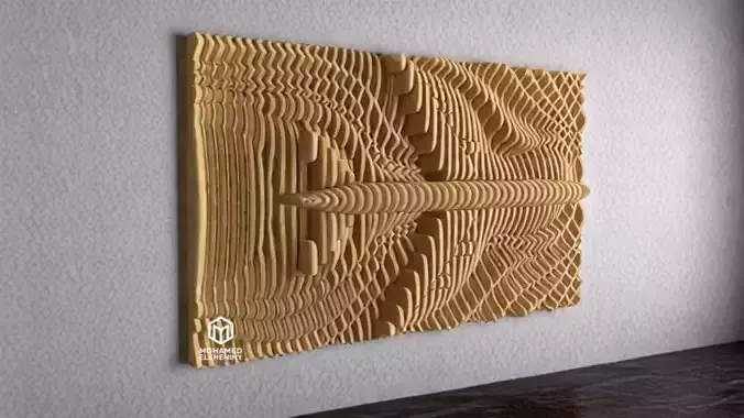 Parametric Wavy Wooden Wall Decor 21 - wood cutting machines 3D model