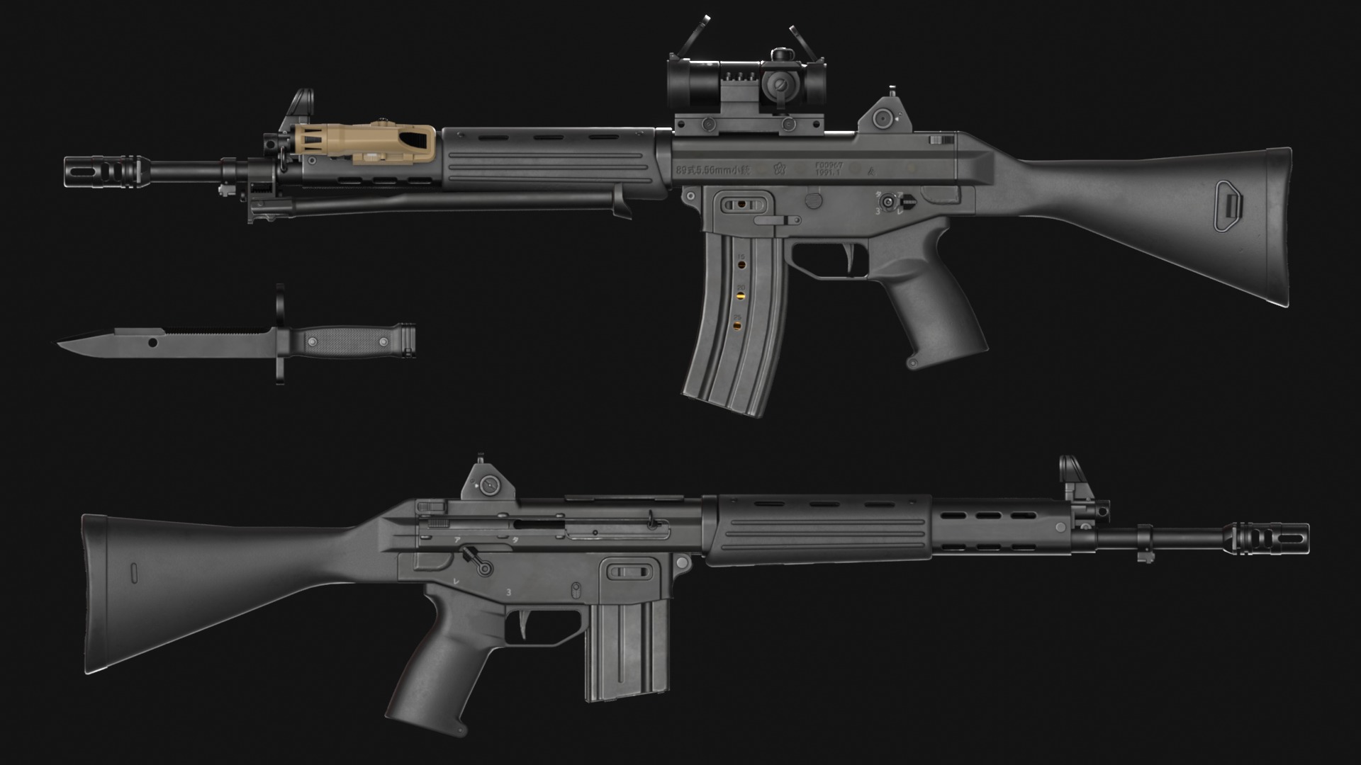 Howa Type 89 - JSDF Assault Rifle Pack - Game Asset Low-poly 3D model_6