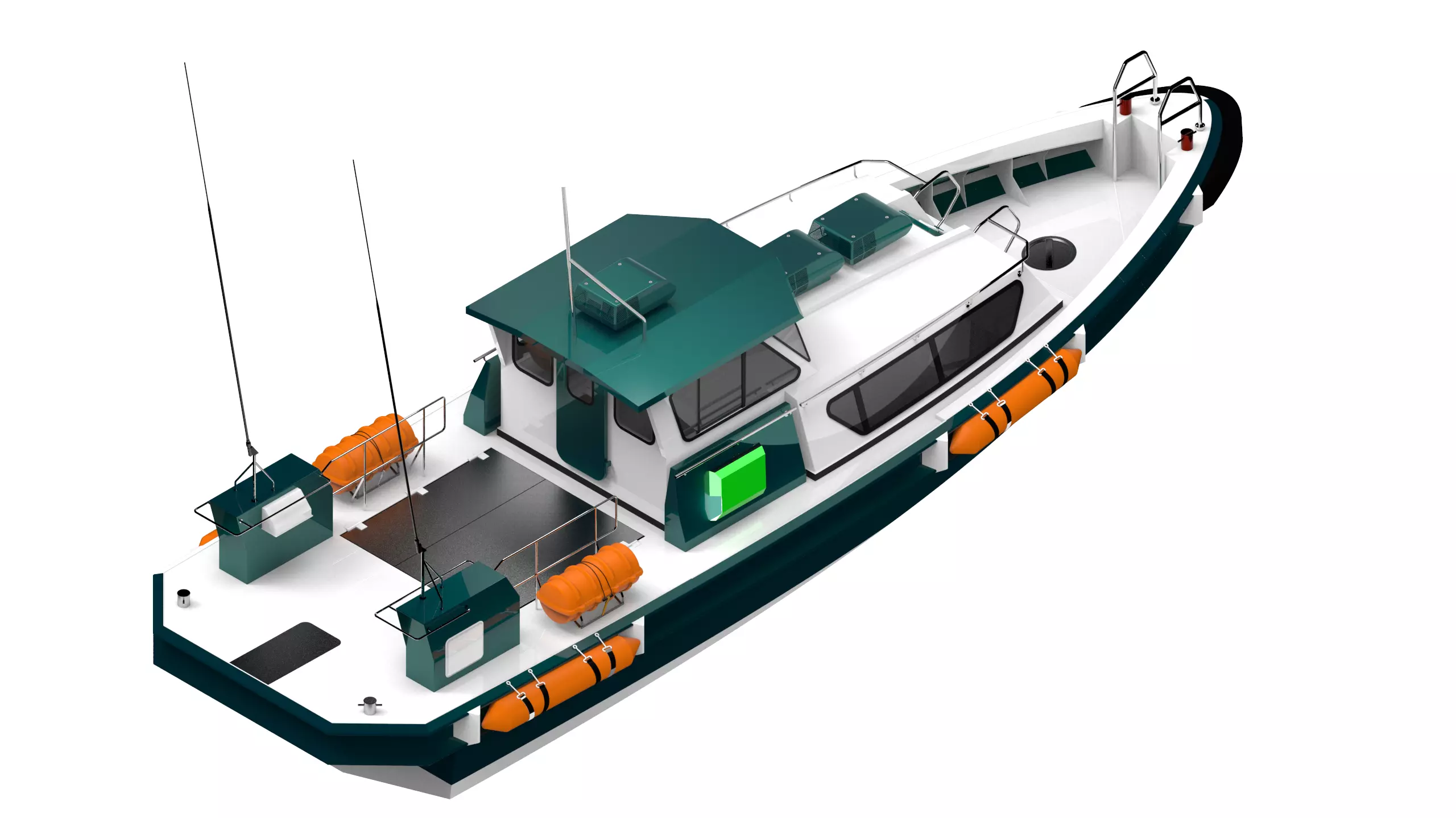 THE GREEN PATROL BOAT Low-poly 3D model_6