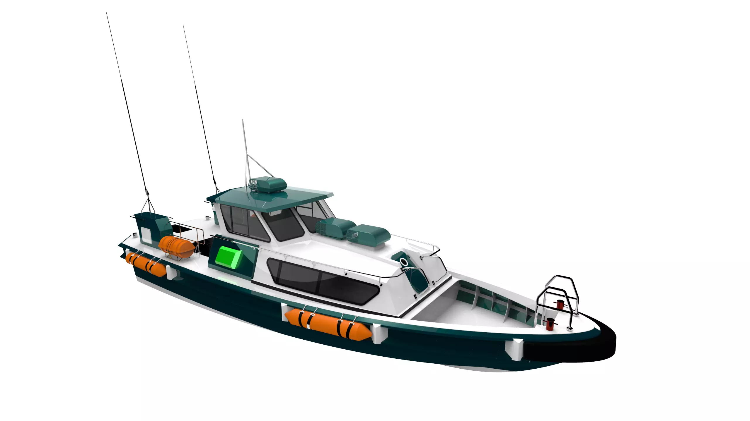 THE GREEN PATROL BOAT Low-poly 3D model_0