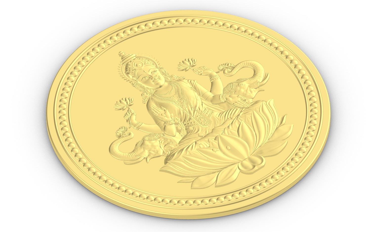 Goddess Laxmi Ji Coin Bas Relief For Silver and gold 3D print model_3