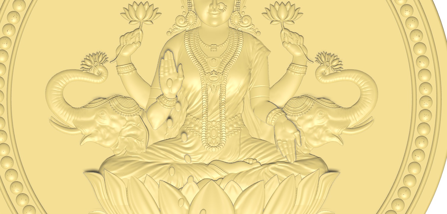 Goddess Laxmi Ji Coin Bas Relief For Silver and gold 3D print model_1