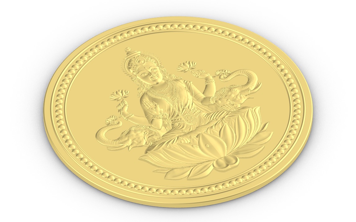 Goddess Laxmi Ji Coin Bas Relief For Silver and gold 3D print model_4